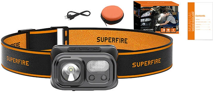 Dritë koke Superfire HL23-S, 350lm, USB-C, e zezë