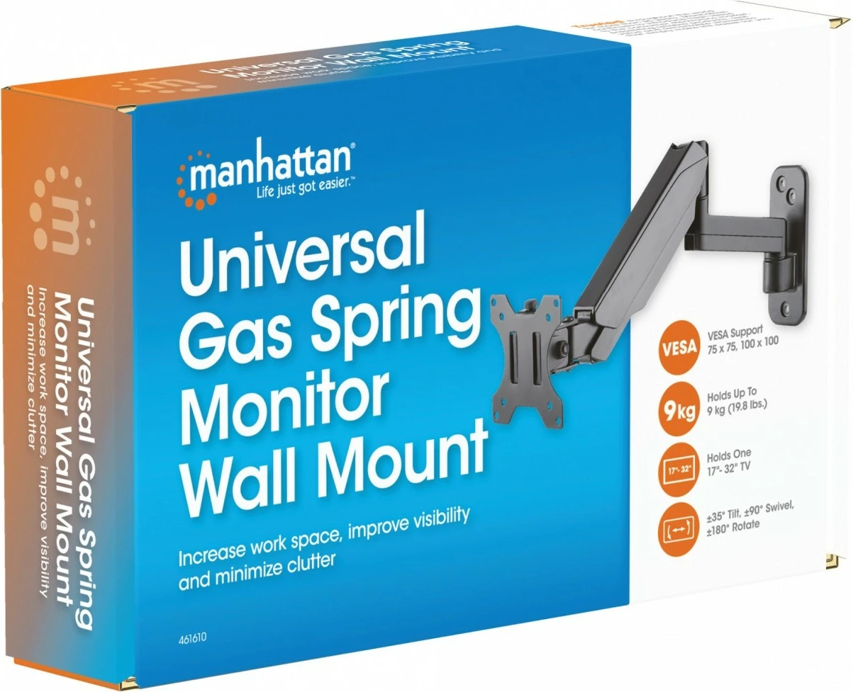 Mbajtëse muri për TV/monitor Manhattan 461610, 17-32 inç, gas spring, e zezë