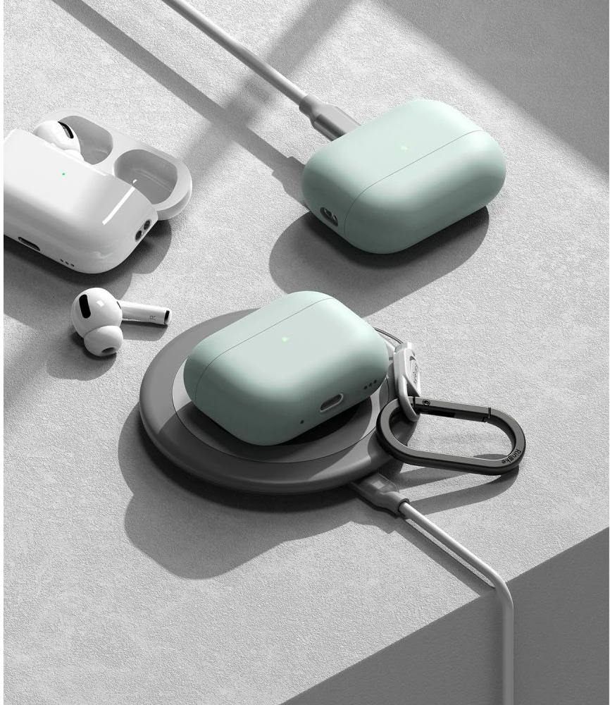 Mbështjellës Ringke për AirPods Pro/Pro 2, Silikon, i gjelbër, me karabiner
