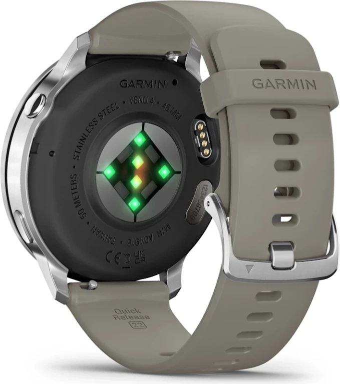 Smartwatch Garmin Venu® 4, Silver/Silver Gray Silicone Band, 45 mm