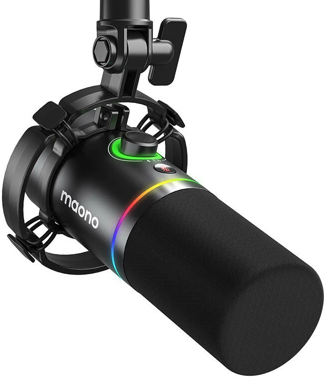 Mikrofon dinamik Maono PD200x, i zi, me ndriçim RGB