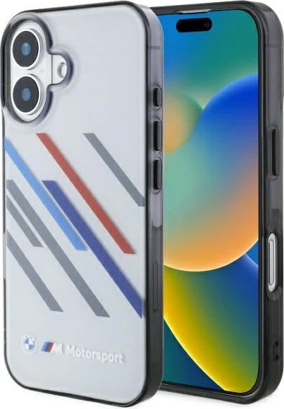 Mbështjellës BMW Motorsport IML Random Stripes për iPhone 16, Gri