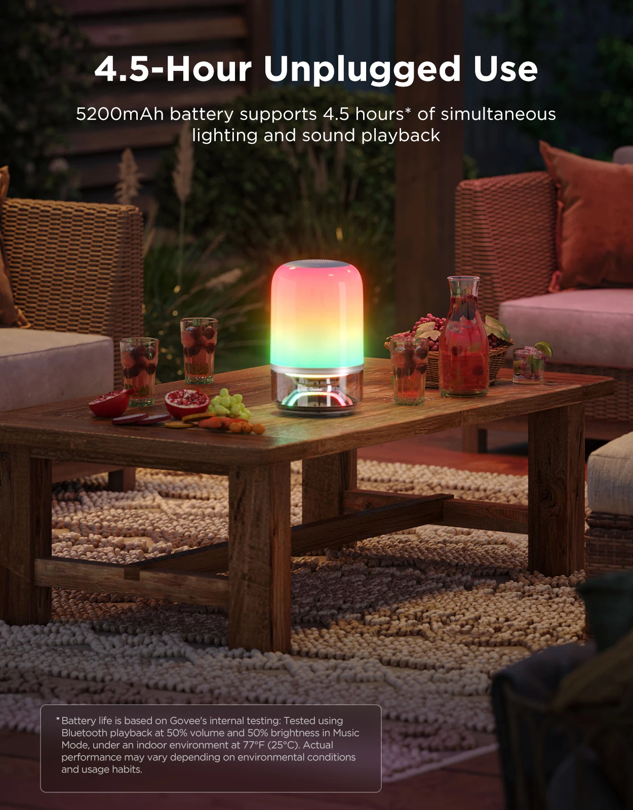 Lampë tavoline Govee Table Lamp 2 Pro x Sound by JBL, RGB, me bateri 5200 mAh