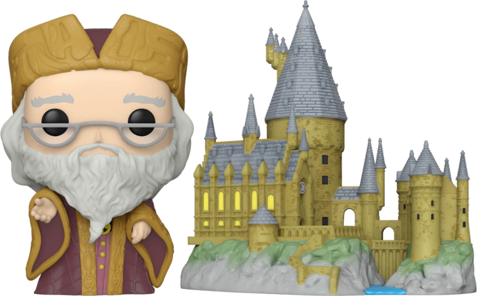 Figurinë koleksionuese Funko POP Town Harry Potter HP Anniversary Dumbledore me Hogwarts (set)