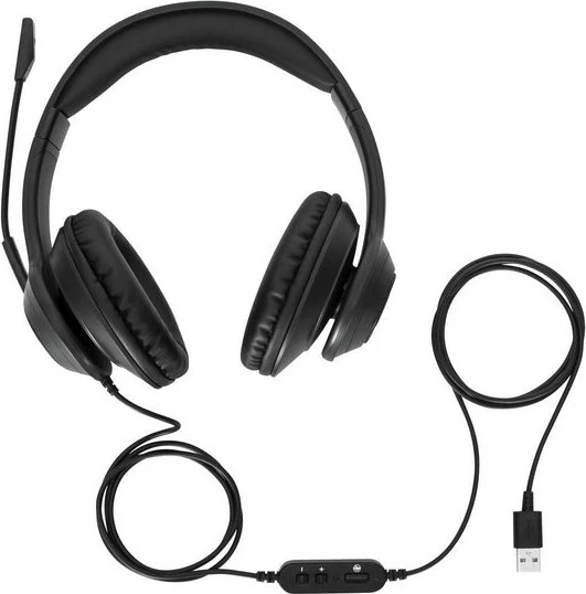 Kufje me tela Targus Wired Stereo Headset, USB, mikrofon boom, e zezë