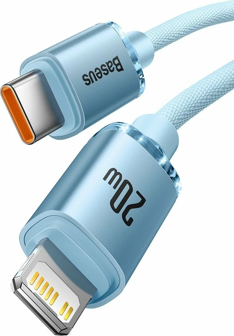 Kabllo Baseus Crystal Shine BSU3637/CAJY001303 USB-C në Lightning 1.2 m PD 20W, e kaltër e çelët