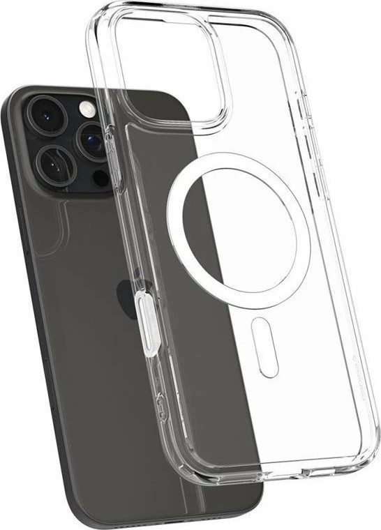 Mbështjellës Spigen Ultra Hybrid T Mag MagSafe për iPhone 16 Pro, TPU/PC, ring magnetik, i bardhë