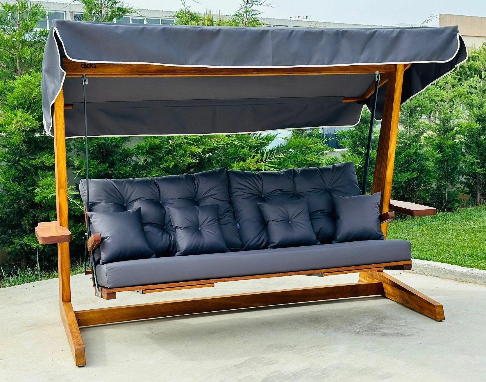 Karrige lëkundëse treshe për kopsht, ngjyrë antracit, Skye Decor Luna Deluxe 2600