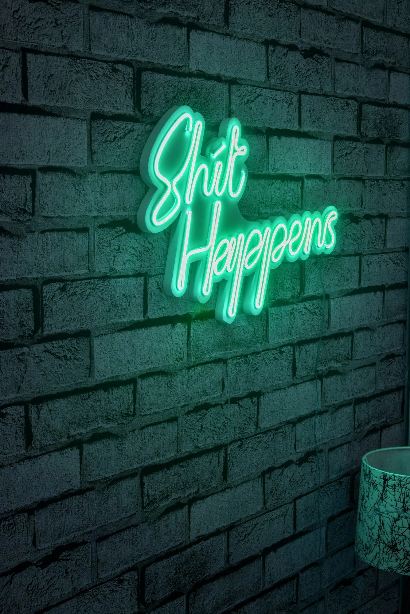 Dekor dritash LED plastike, 'Shit Happens', ngjyrë kaltër, Wallity