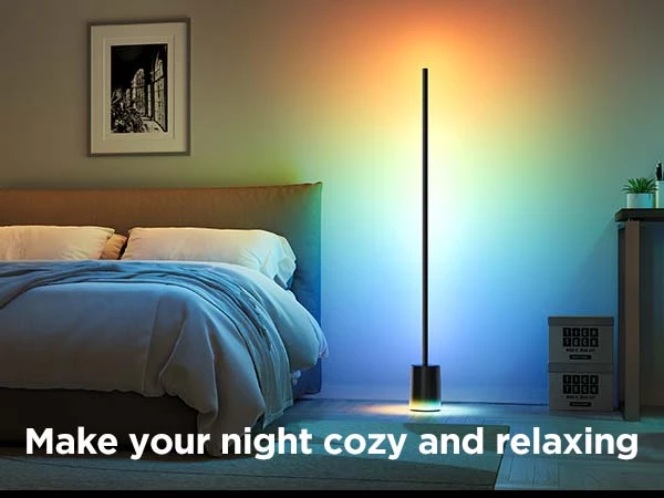 Lampë dyshemeje smart Govee Floor Lamp 2 RGBICWW, E zezë