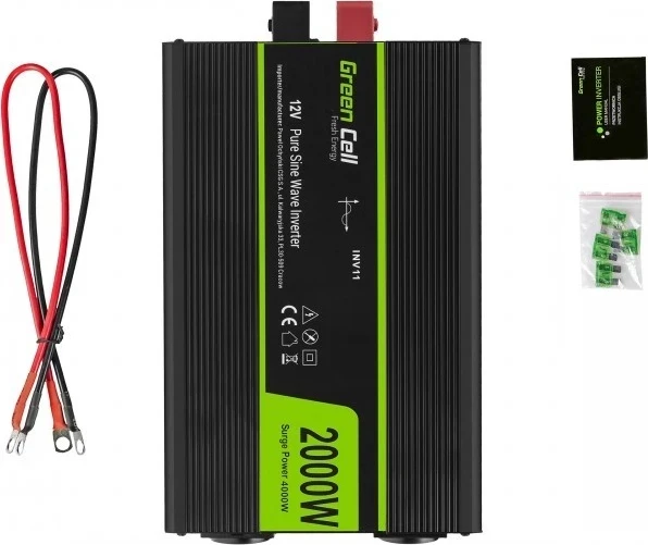 Invertor Green Cell, 12V në 230V, Onda e pastër sinusoide, 2000W