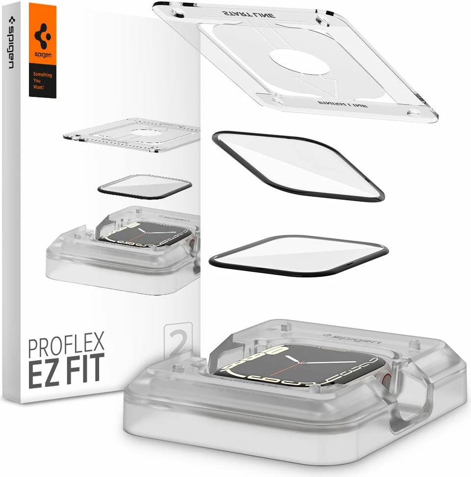 Xham mbrojtës për Apple Watch 7/8 41mm Spigen ProFlex EZ Fit, set 2 copë