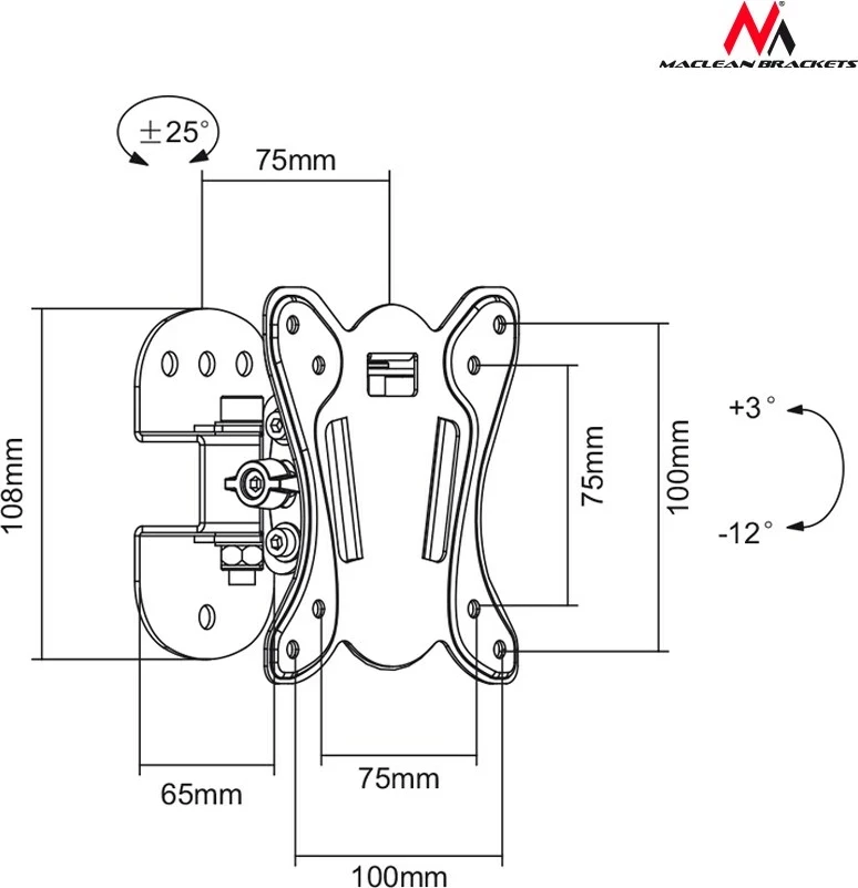 Mbajtëse muri për televizor, Maclean, MC-670, e zezë