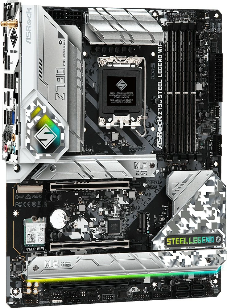 Pllakë amë ASRock Z790 Steel Legend WiFi, Intel, LGA 1700, DDR5-SDRAM, 128 GB, DIMM