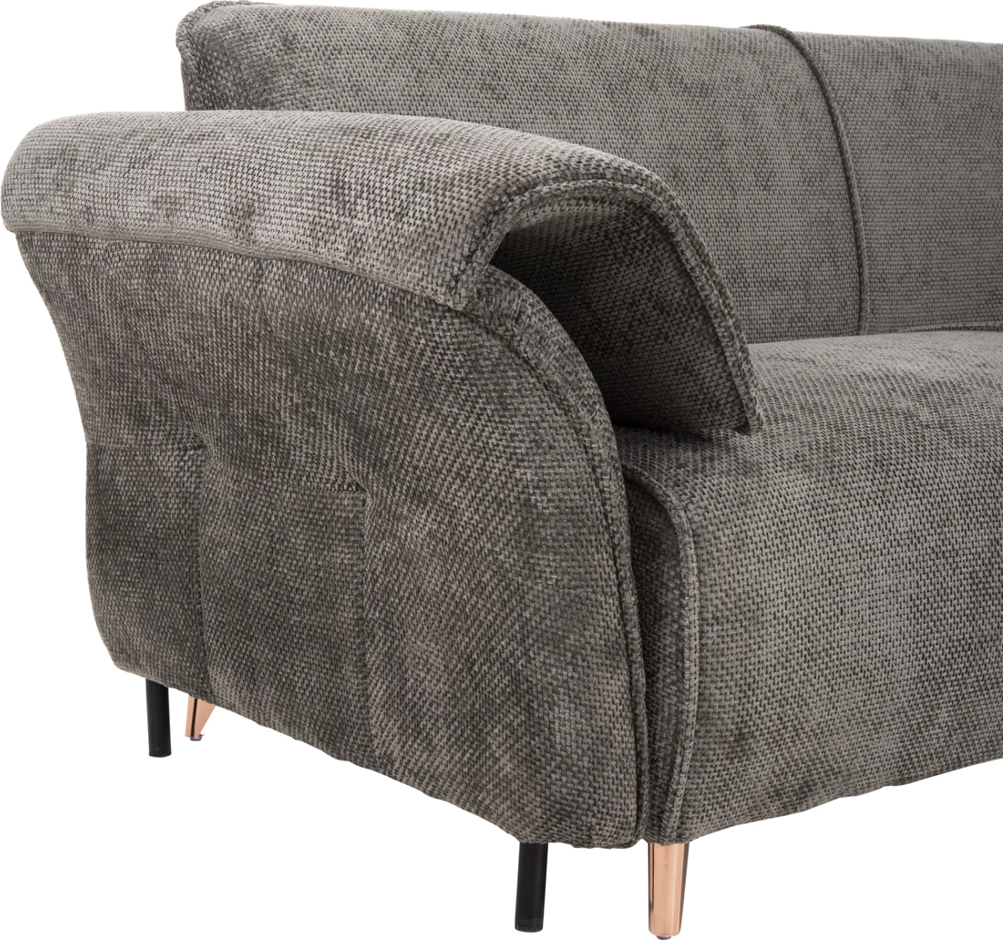 Divan qoshe i kthyeshëm MAILO, FH6071.02, pëlhurë gri e errët, këmbë metalike, 300x150x80H cm