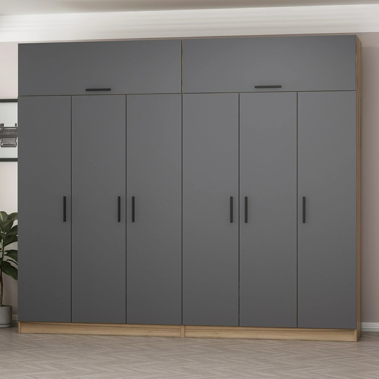 Dollap Skye Decor, ngjyrë antracit, 270x235x52cm, 10 pjesë