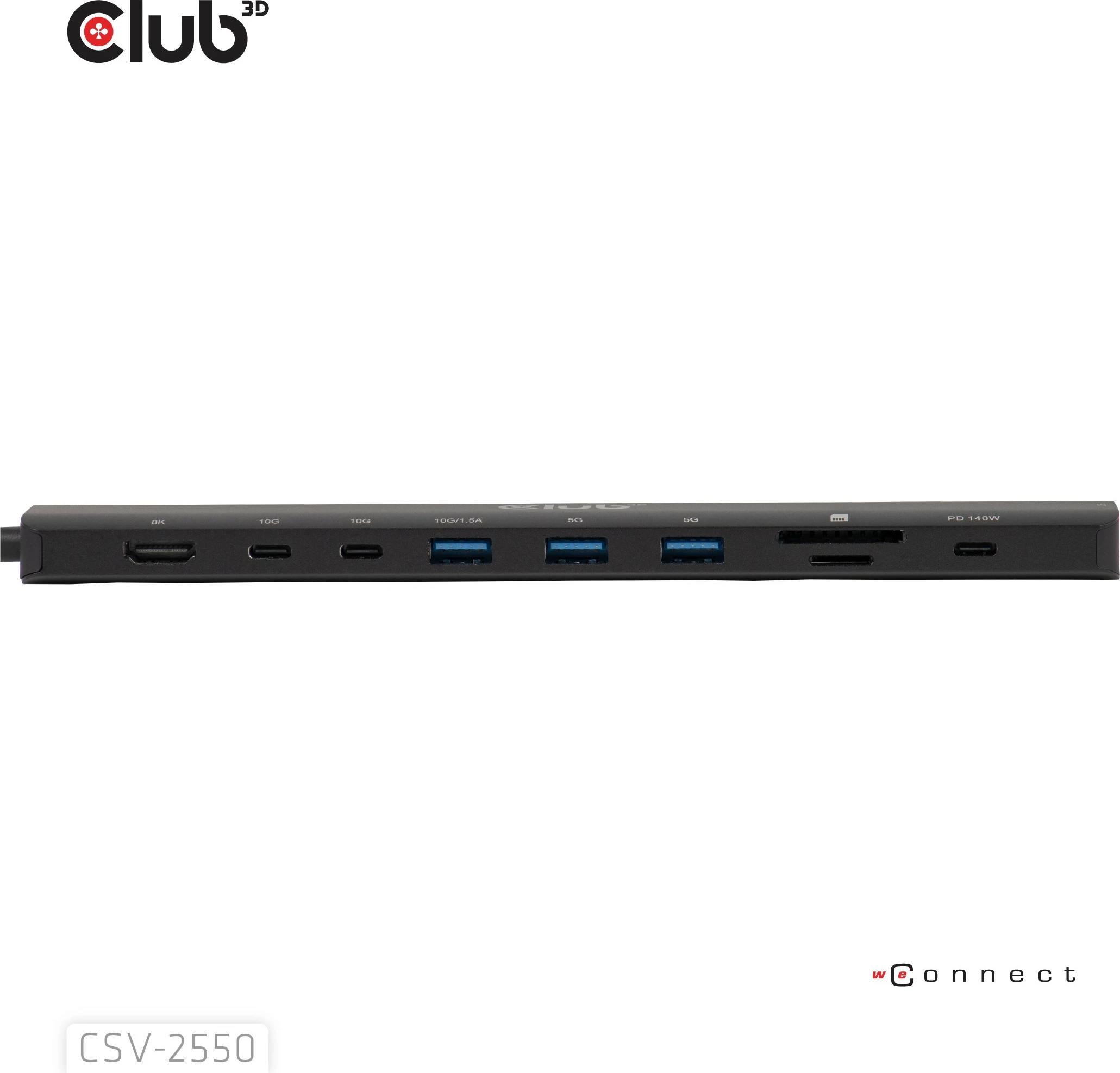 USB-C HUB Club3D 10in1, HDMI, 3xUSB-C, 3xUSB, LAN, 8K30Hz, PD140W, zi