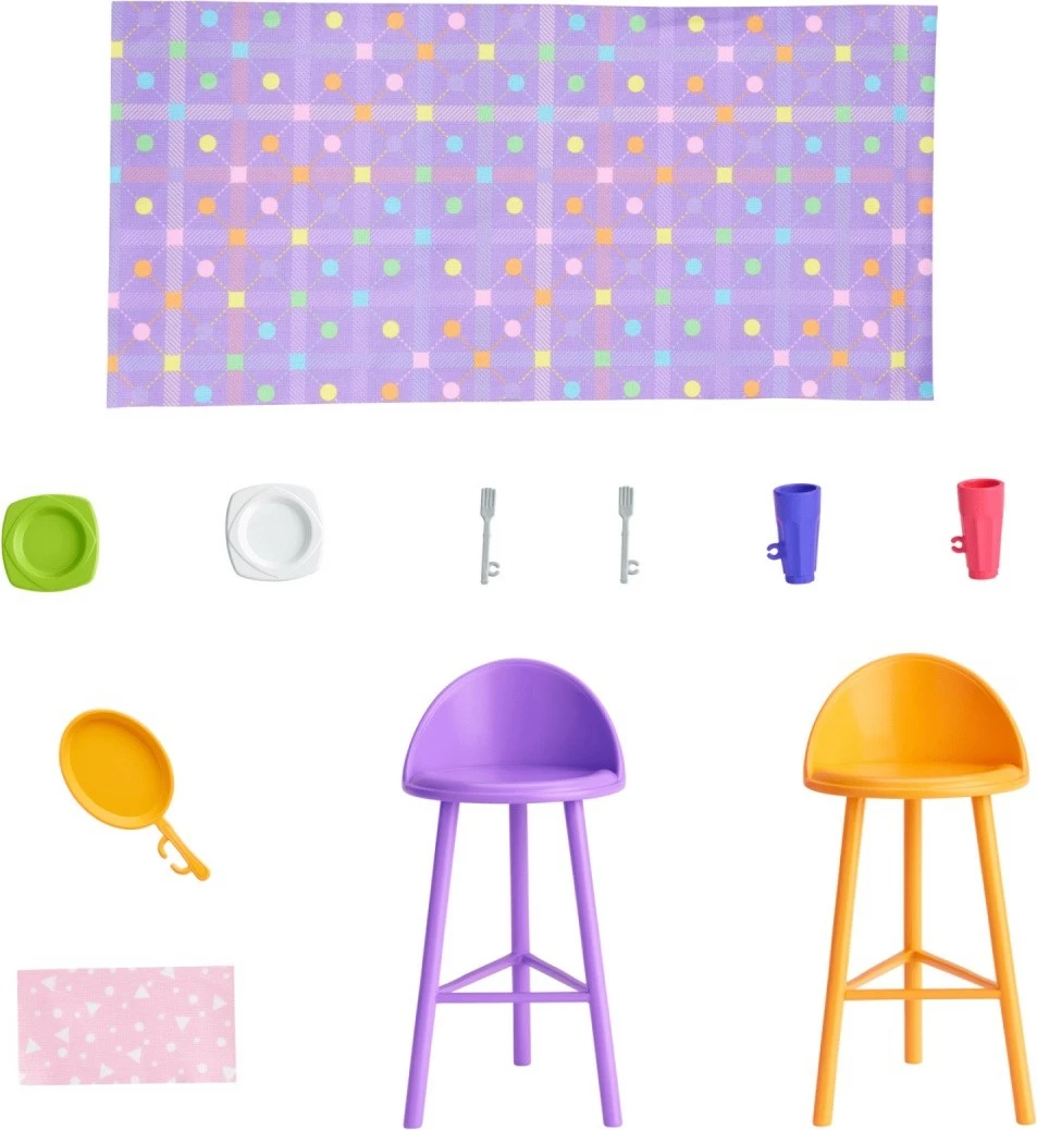 Set lodër Barbie, Mattel HRJ77, shtëpi me kukull dhe 11 aksesorë, rozë