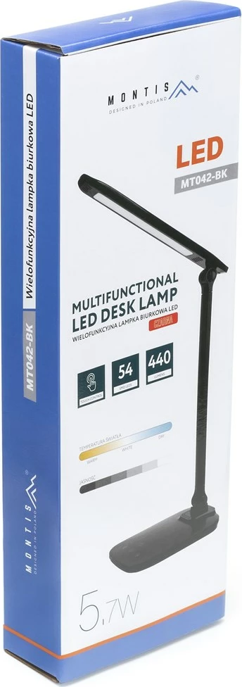 Llambë tavoline Montis MT042-BK, LED, 5.7 W, e zezë