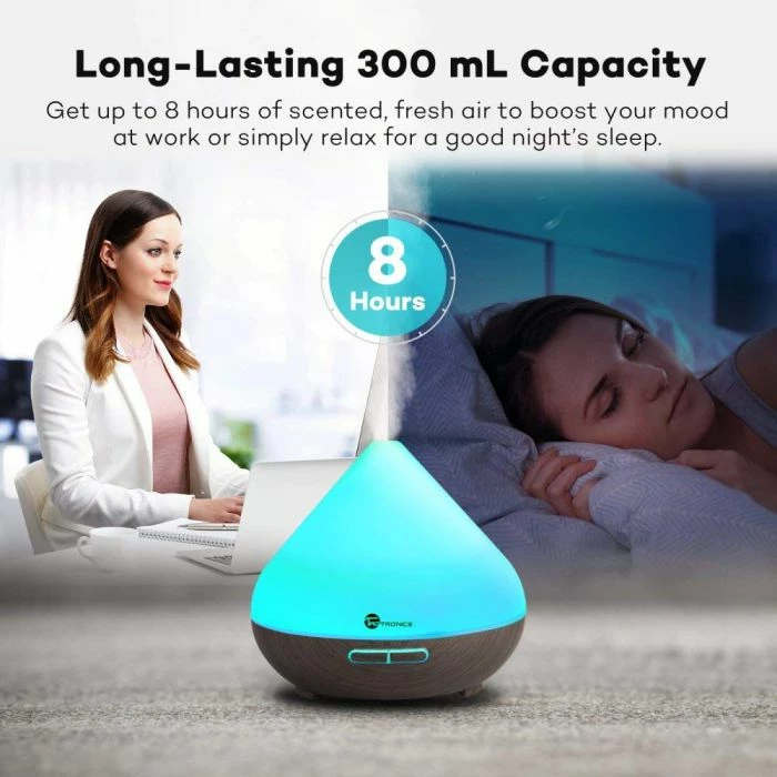 Diffuzer vajrash esencial ultrasonik TaoTronics TT-AD002 300ml 13W, kafe