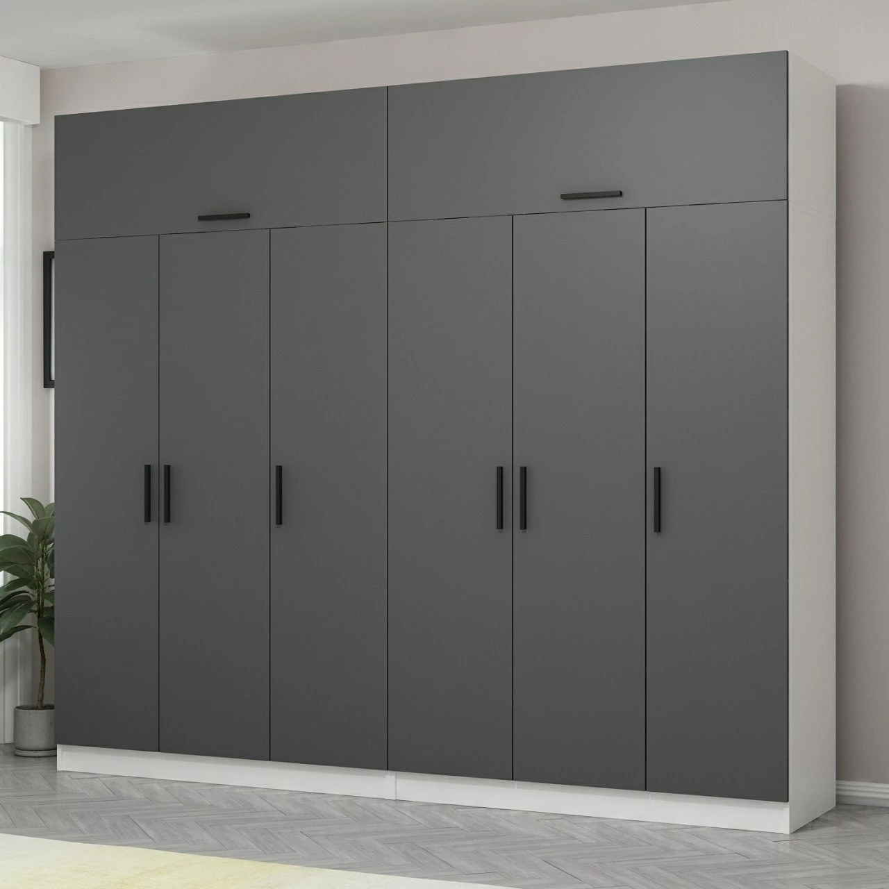 Dollap i madh për dhomë gjumi, ngjyrë antracit, Skye Decor, Kale - 5240