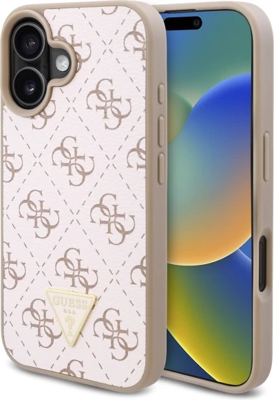 Mbështjellës Guess New 4G Triangle për iPhone 16 Plus, Bardhë