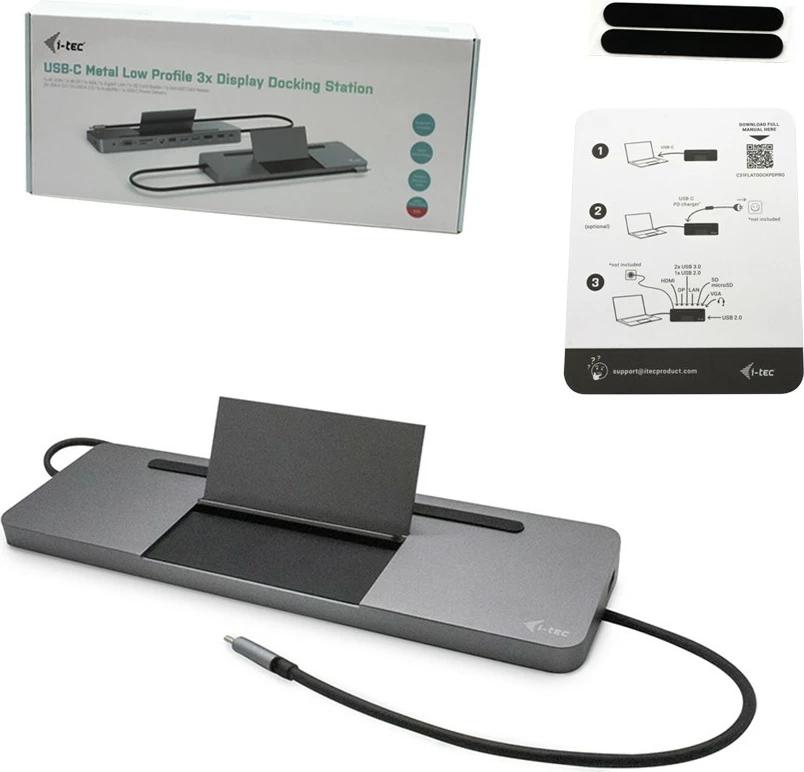 Docking station i-tec Metal USB-C Ergonomic 4K, 3x Display, Power Delivery 85W, gri