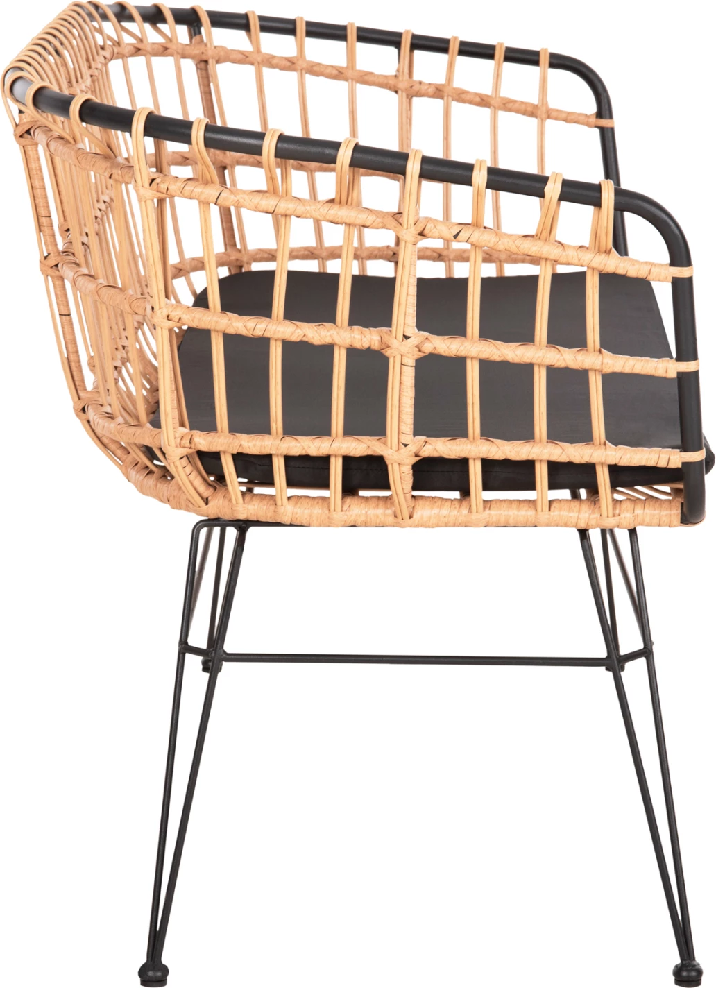 Divan për jashtë, dy ulëse, ALLEGRA, FH5692.11, ratan sintetik, ngjyrë bezhë dhe e zezë, 125x60x77 cm