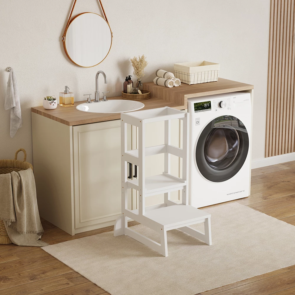 Kullë mësimore për fëmijë Montessori PEPE, dru pishe, e bardhë, FH9291.03, 45.7x51x90cm