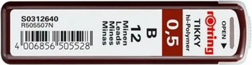 Mina polimeri rotring TIKKY 0.5mm B, 12 copë