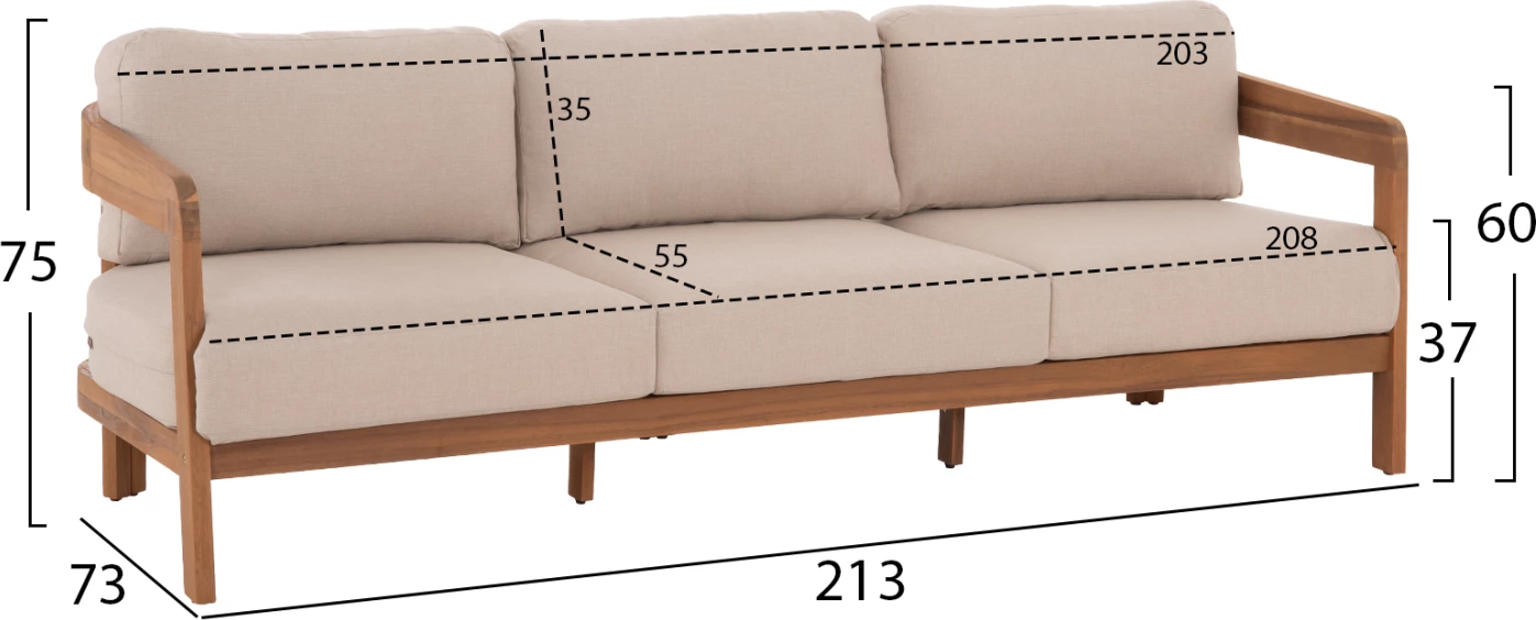 Set lounge për jashtë, 4 pjesë, SOLARA, dru akacie, jastëkë me mbulesa poliester ngjyrë ecru, FH6514