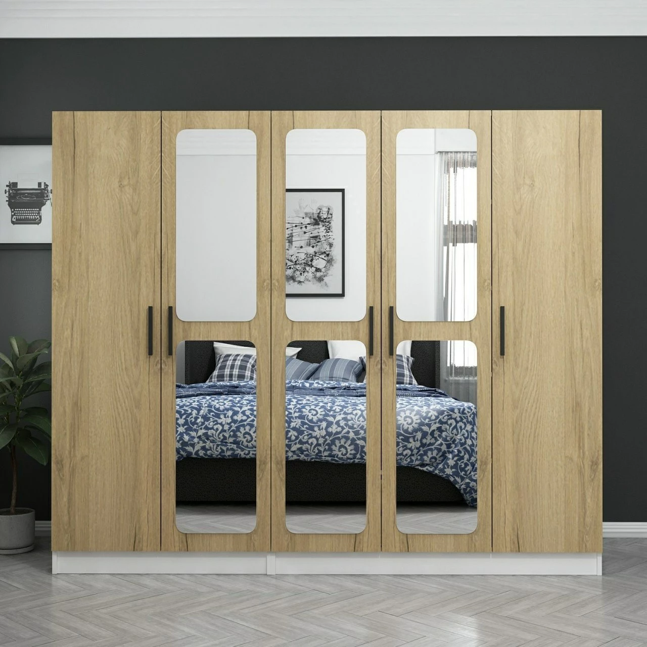 Dollap rrobash, ngjyrë arre, Skye Decor, 225x190x52 cm