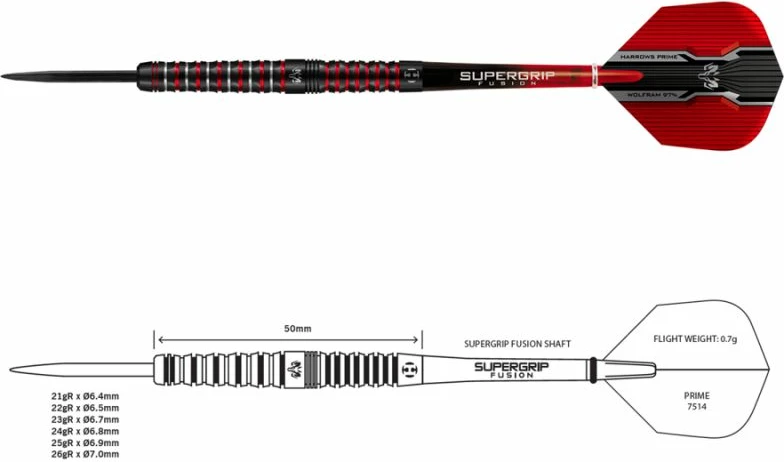 Shigjeta darts Harrows për meshkuj/femra, të zeza/kuqe
