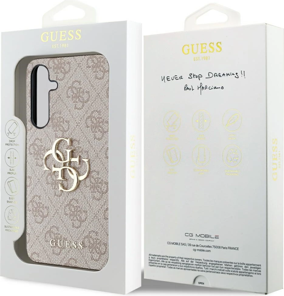 Mbështjellës Guess 4G Big Metal Logo për Samsung Galaxy A35, Rozë