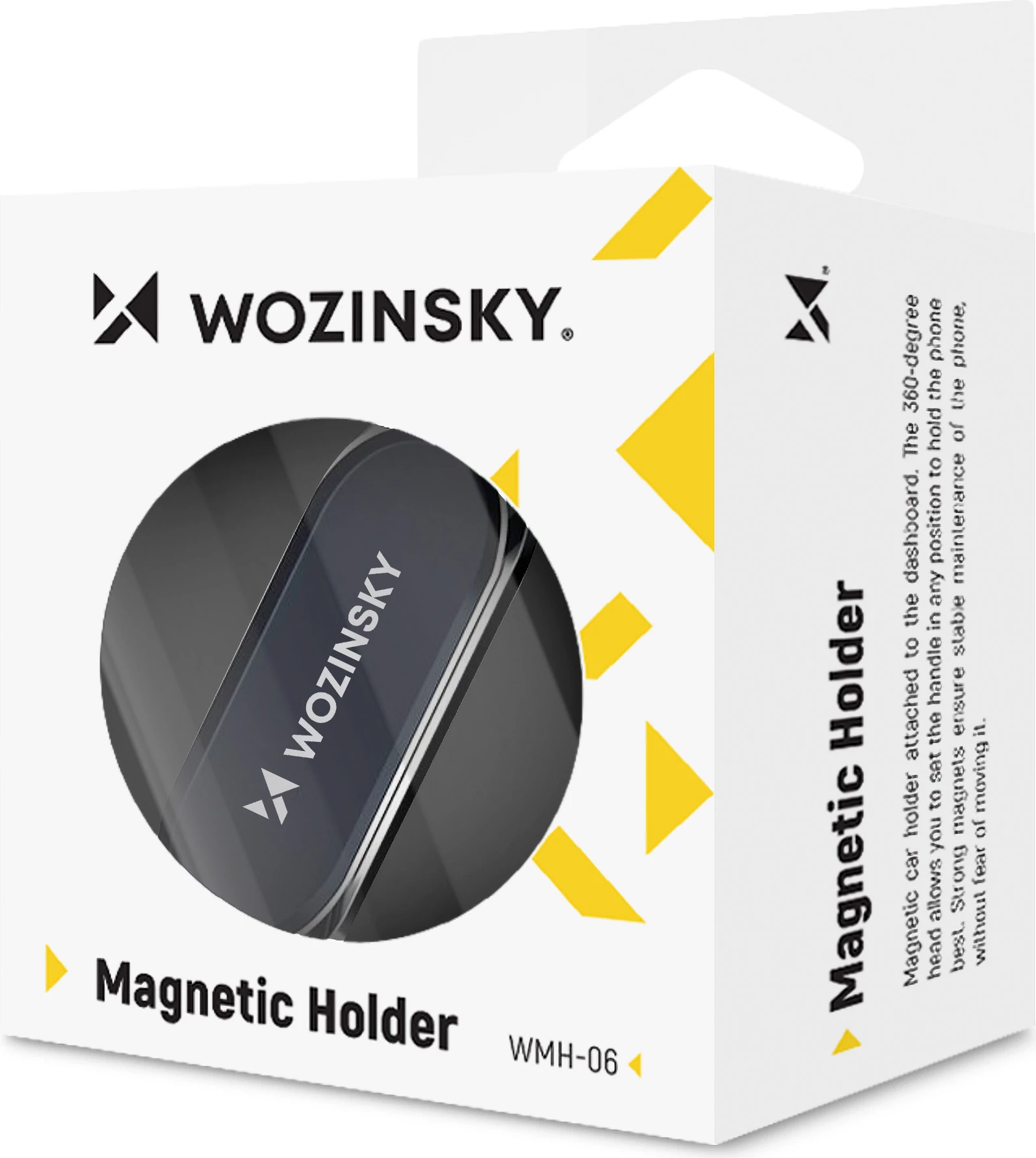 Mbajtës magnetik për telefon Wozinsky WMH-06, vetë-ngjitës, rrotullim 360°, argjendtë/zi