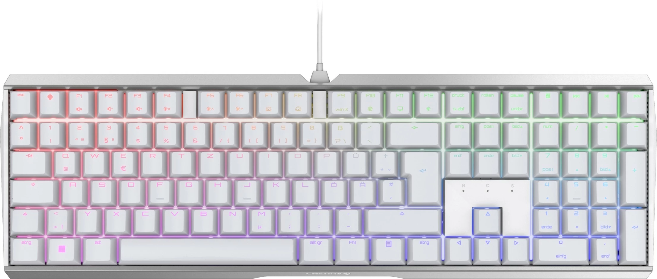 Tastierë Cherry MX 3.0S RGB, DE layout, MX Black, e bardhë