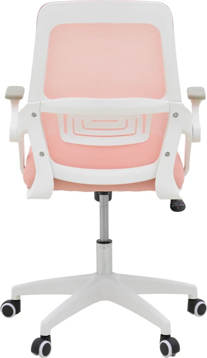 Karrige zyre Reji, pëlhurë rrjetë rozë, kornizë e bardhë, 58x60x89-99cm