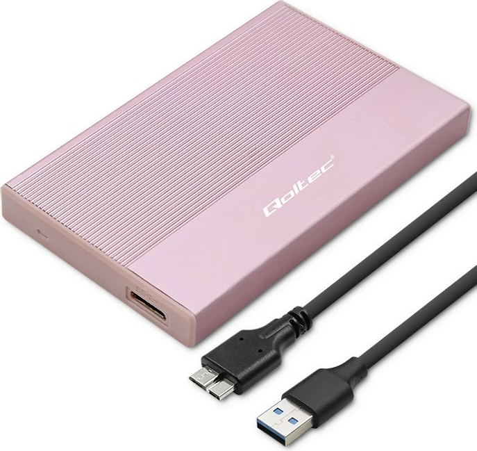 Kasë Qoltec 2.5" për SSD/HDD, USB 3.0, 2TB, Rozë