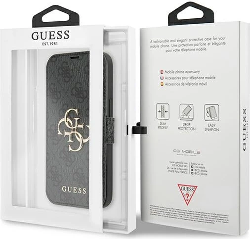 Mbështjellës Guess 4G Big Metal Logo për iPhone 13 Pro Max 6.7", Gri