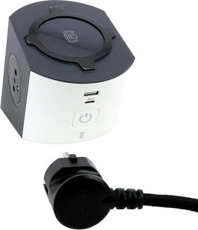 Zgjatues Legrand 049412 me 2 priza 2P+E, karikues induktiv Qi, USB A+C, 2m, zi/gri