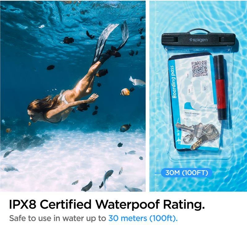 Mbështjellës Spigen Aqua Shield A601, IPX8, universal, 2 copë, transparent