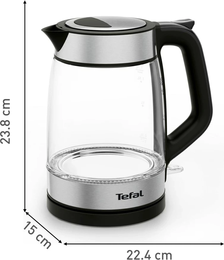 Ibrik elektrik Tefal KI605830, 1.7L, 2200W, xham, argjendtë/zi