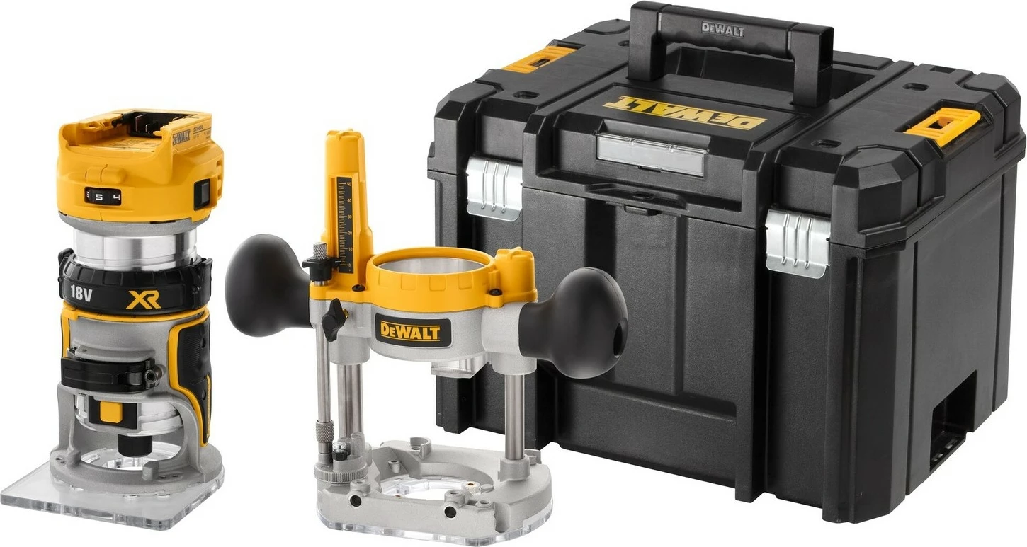 Router elektrik DeWALT 18V XR Brushless, bazë fikse, pa kabllo, zi/verdhe
