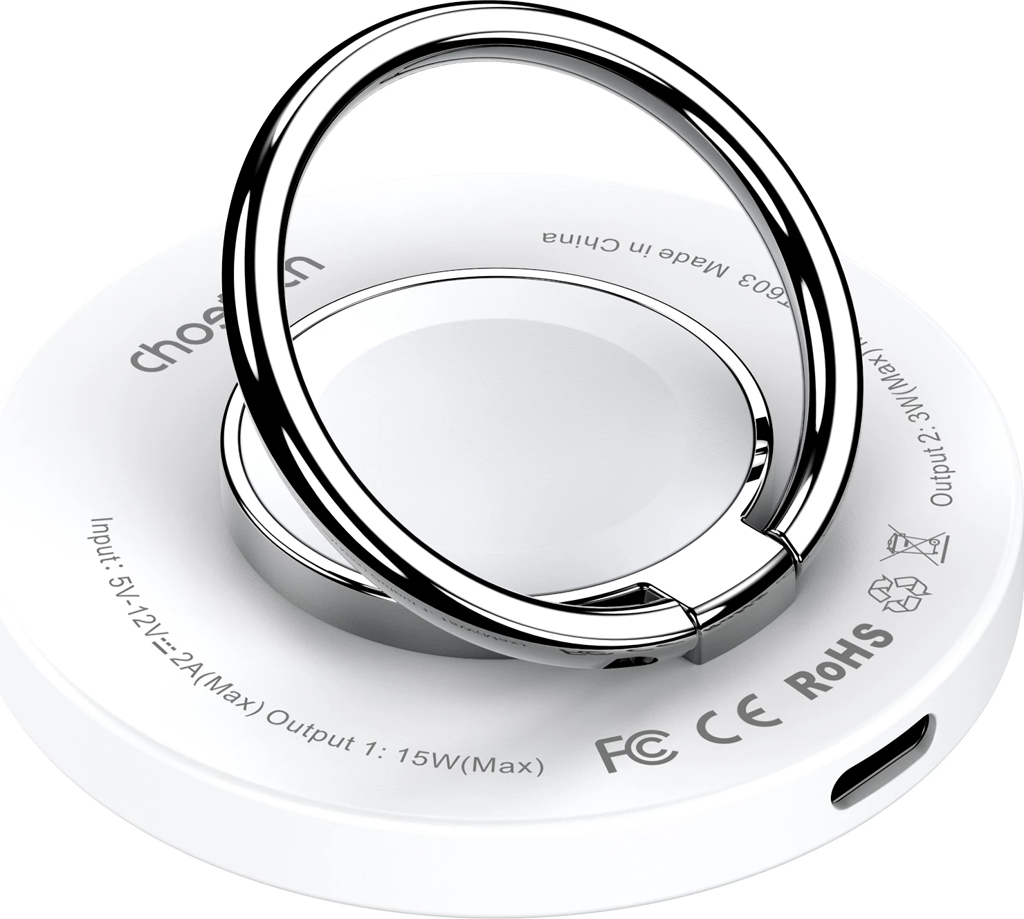 Karikues induktiv MagSafe Choetech T603-F me mbajtëse, i bardhë