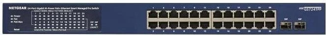 Switch Netgear GS724TPP-300EUS, 24 porta, PoE, për RACK 19", e zezë