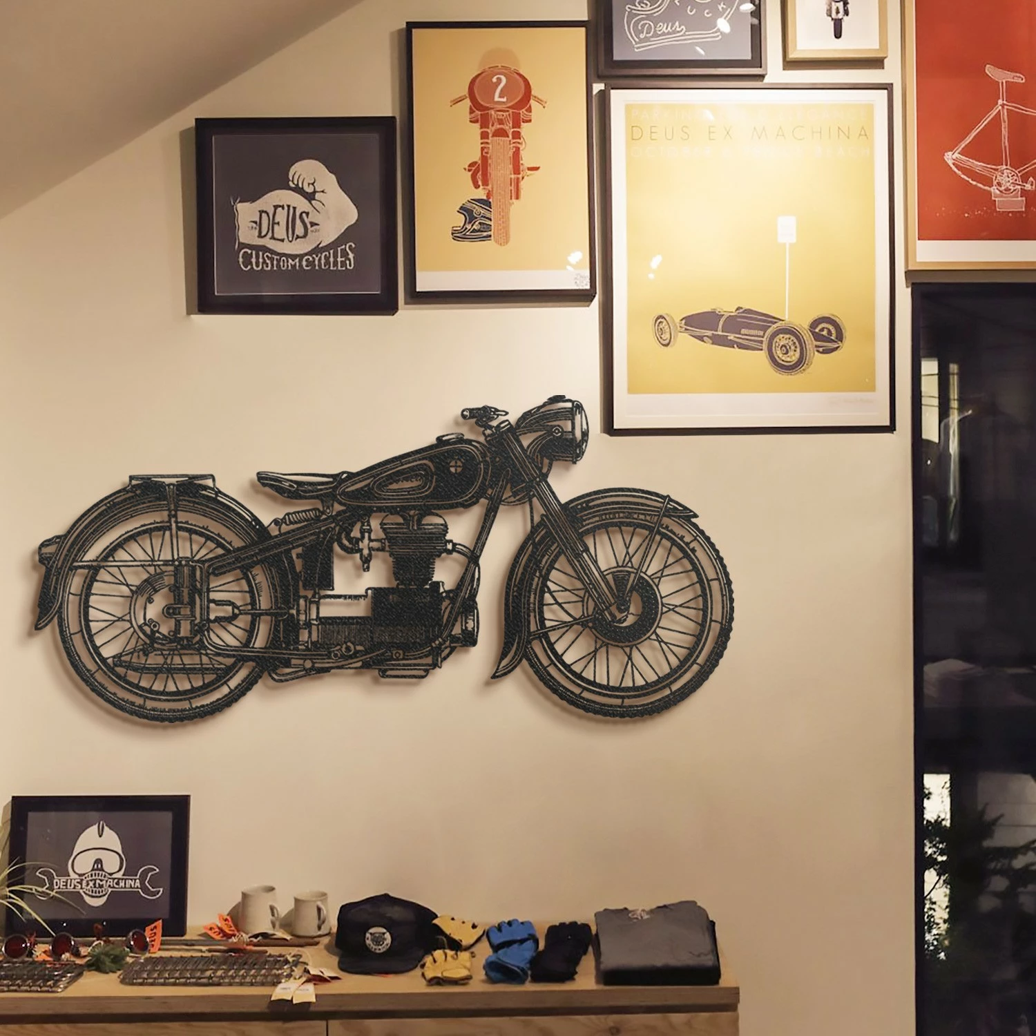 Aksesor dekorativ metalik për mur, Wallity, Cafe Racer, APT222LS