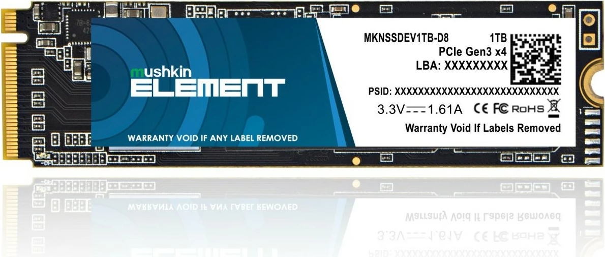 SSD Mushkin Element 1TB NVMe PCIe3.0, M.2
