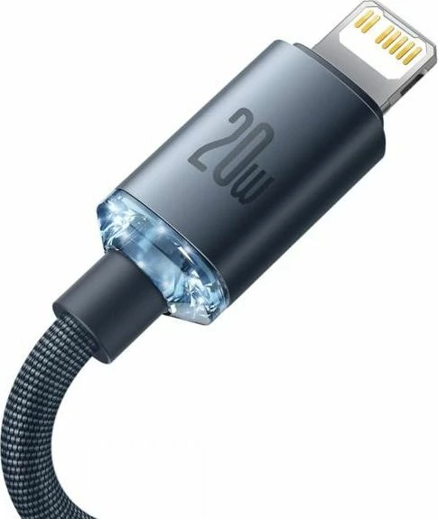 Kabllo USB-C në Lightning Baseus Crystal Shine 1.2 m 2.4A USB 2.0, e zezë, 1 copë