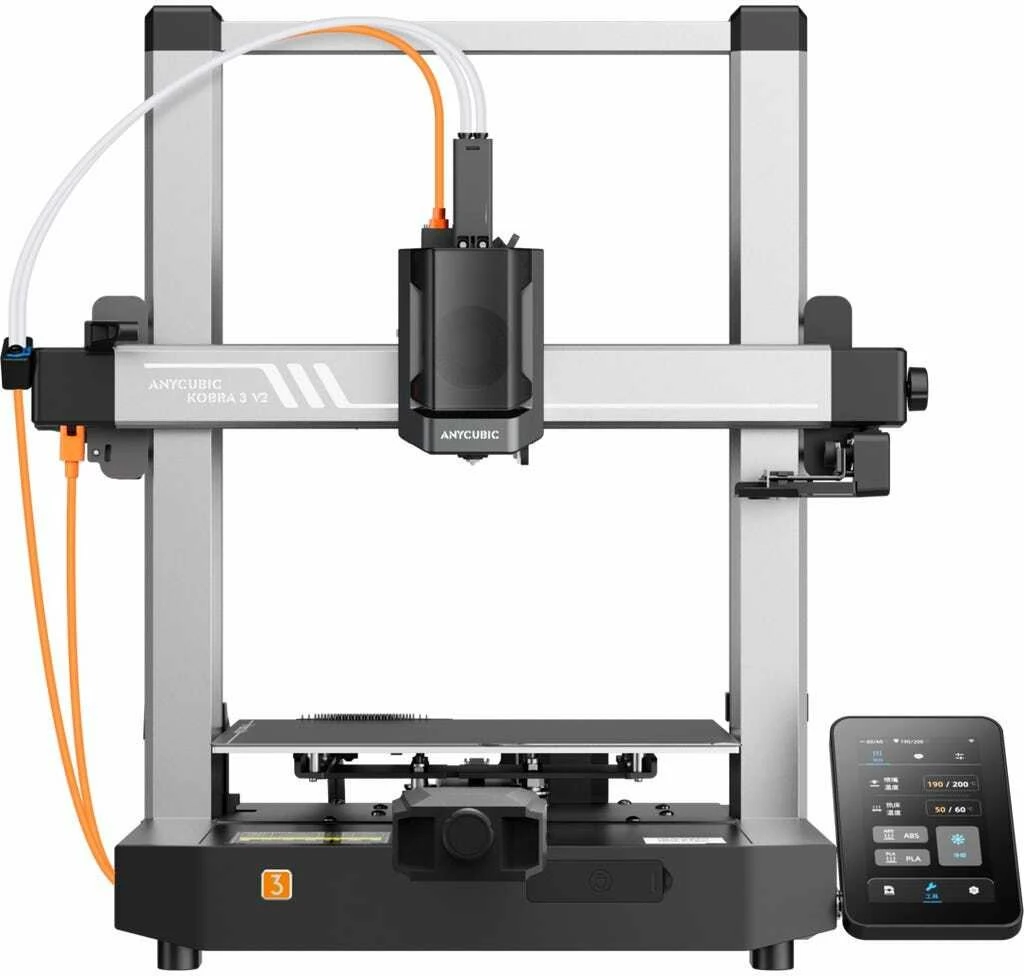 Printer 3D Anycubic Kobra 3 V2 FDM/FFF 255×255×260 mm 600 mm/s ekran me prekje 4.3\" kamerë 720p zi/gri