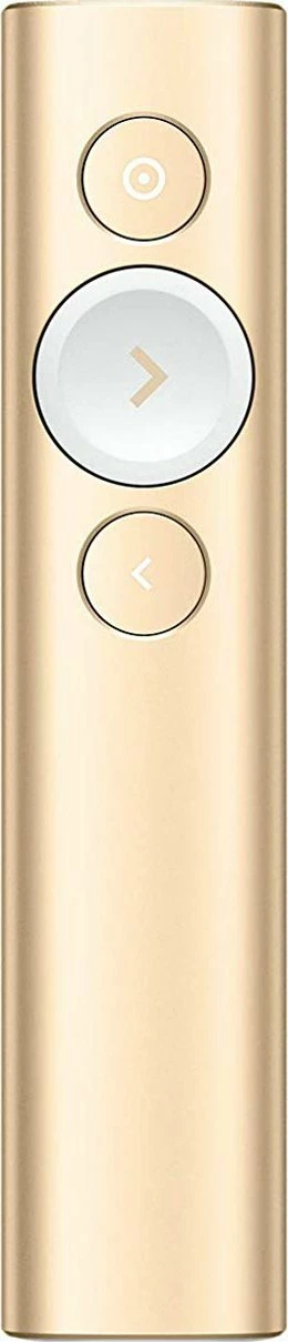 Telekomandë prezantimi Logitech Spotlight 910-004862, rreze 30 m, Bluetooth/USB receiver, karikim USB-C, me kasë, gold